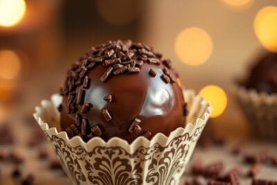 Brigadeiro gourmet com chocolate belga em copinho decorativo